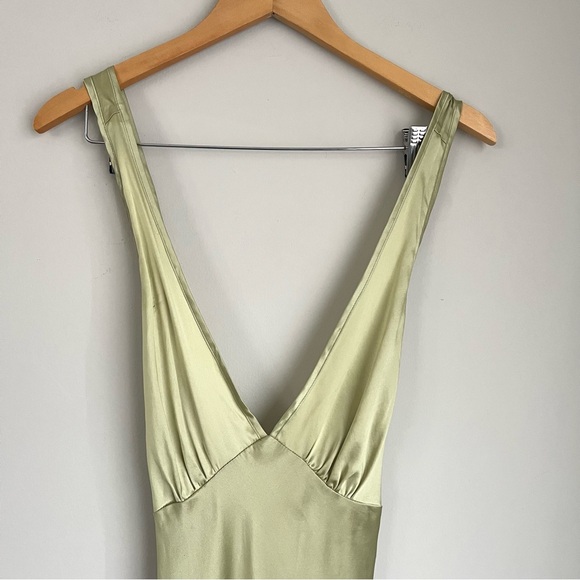 Vintage 90s Marilyn Monroe Warners Silk Slip Dress NWT Size Large Sage Green - Picture 2 of 6